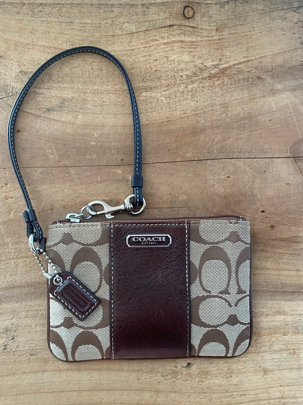 Coach Signature Jacquard Wristlet